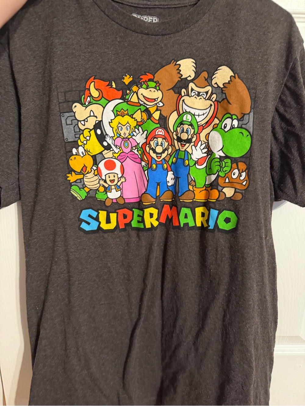 Nintendo Super Mario Graphic Tee - Charcoal with Colorful Characters